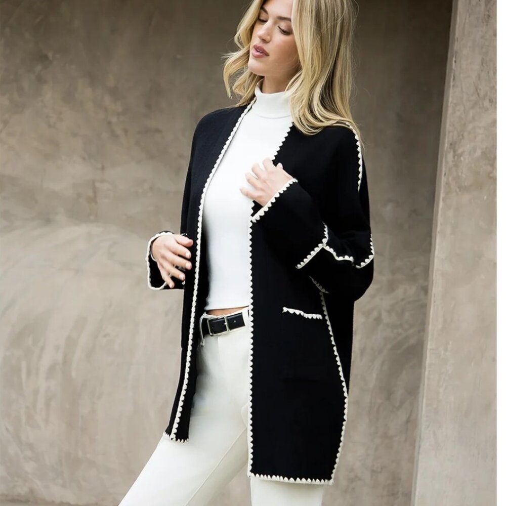 NWT THML Long Sleeve Midi Black Cardigan